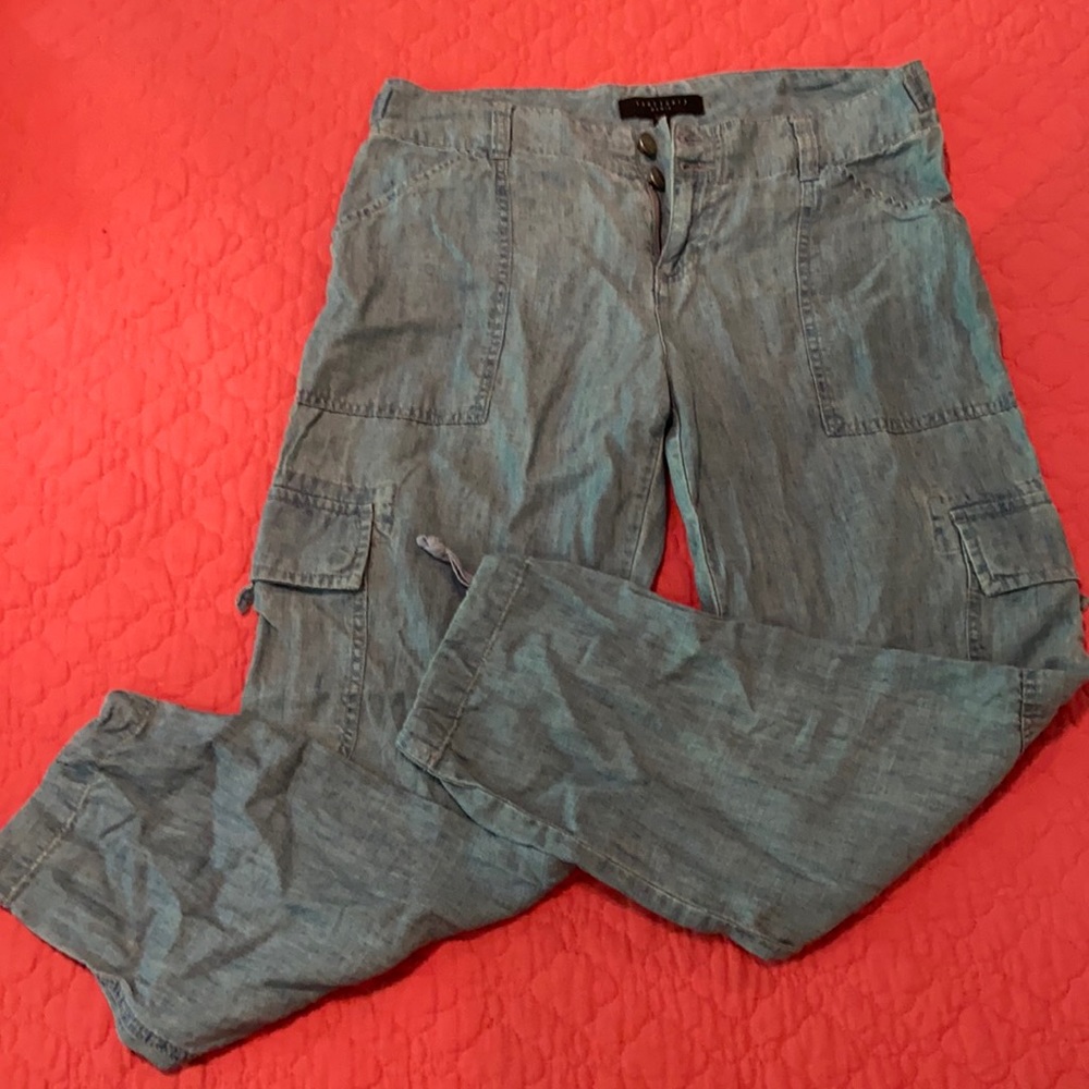 Twill denim ankle pants